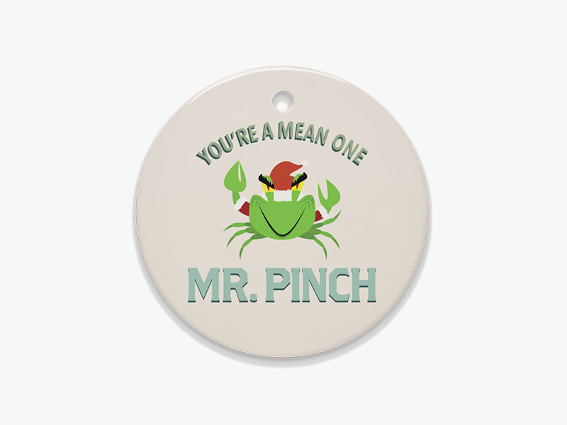 Close Up of Mr. Pinch Beige Ornament on White Background