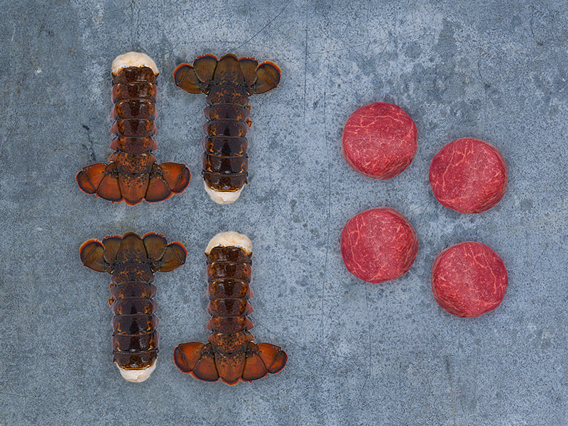 Four Cold Water Lobster Tails and 4 Filet Mignons
