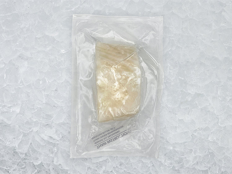 Chilean Sea Bass Portion Back of  Package on Ice