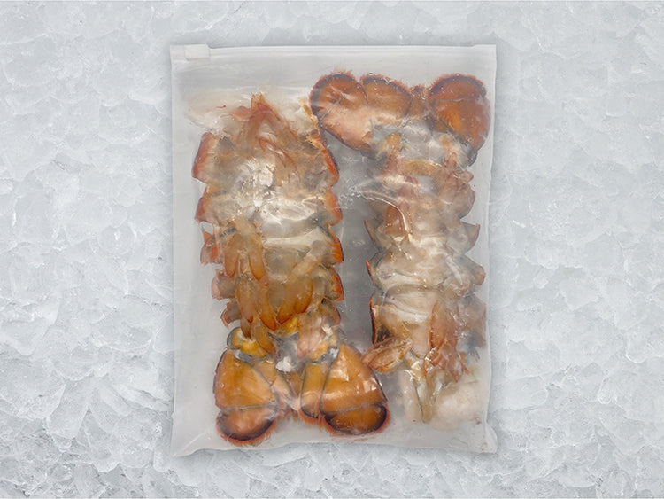 Jumbo Cold Water Wild Lobster Tails back of package on ice