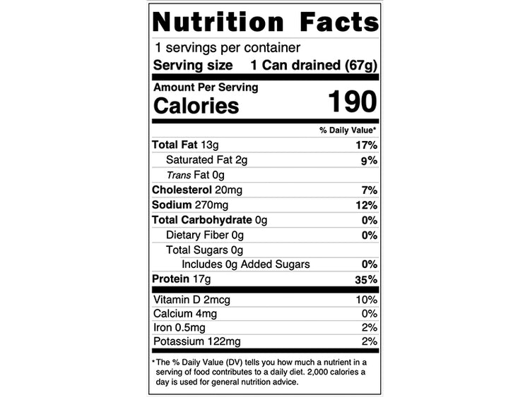 Fishwife Albacore Tuna in Olive Oil Nutrition Facts