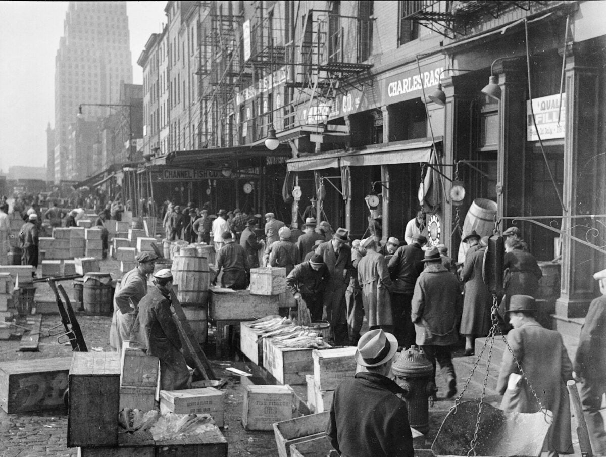 Black and White Photo of the Old Fulton Fish Market