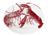 Red Lobsters Oval Rimmed Platter on White Background