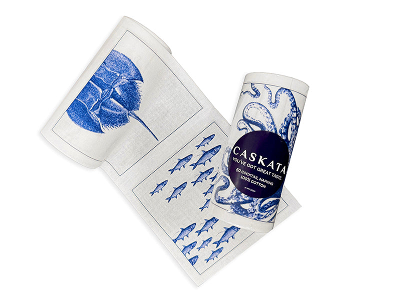 Coastal Cocktail Napkin Roll Seafood Themed Cocktail Napkins