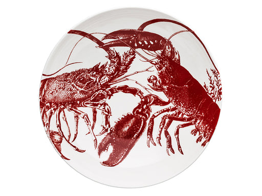 Top View of Lobster Wide Serving Bowl on White Background