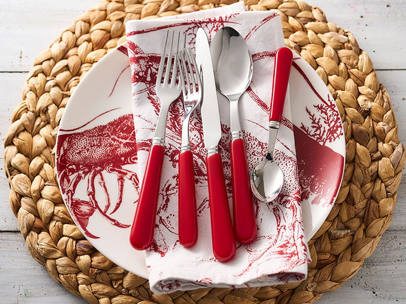 Red Lobster Dinner Napkin on Red Lobster Plate with Red Silverware