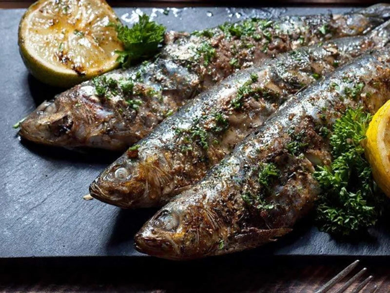 Broiled Whole Sardines with lemon and herbs