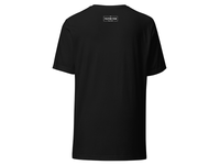 Back of Black Unisex T-Shirt with white Fulton Fish Market logo