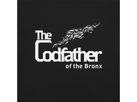 Front of the Codfather of the Bronx Black Unisex T-Shirt with white lettering