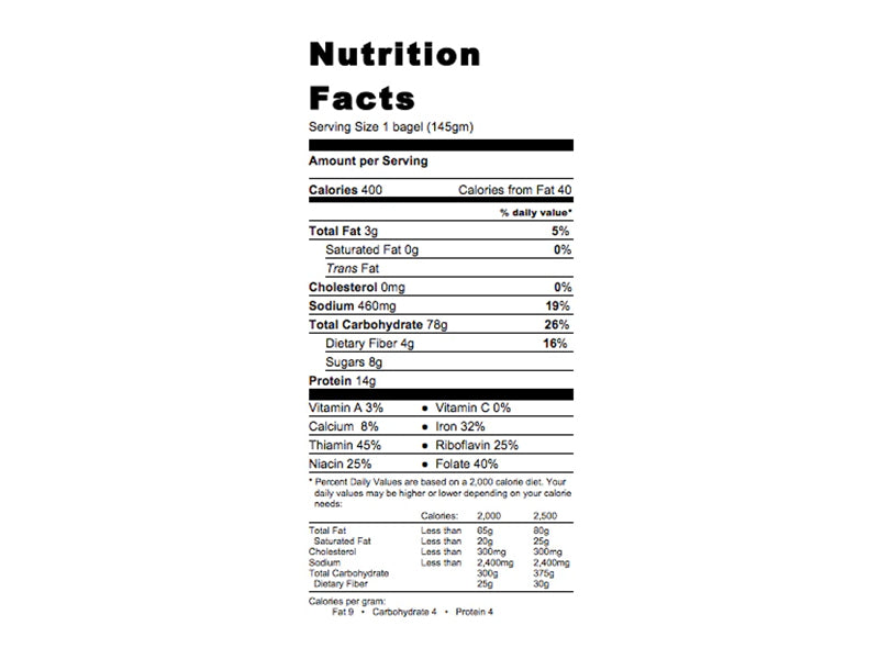 Everything Bagel Nutrition Facts