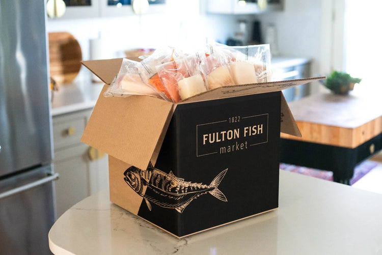Fulton Fish Market Subscription Box in Kitchen