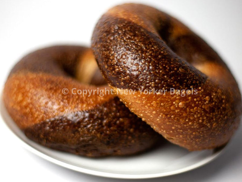 Close Up of Marble Rye Bagels