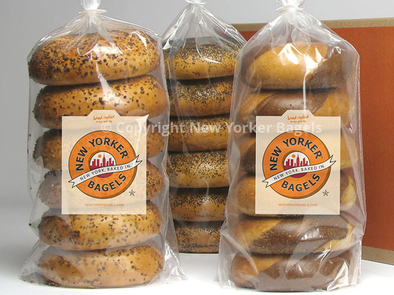 Packages of Marble Rye Bagels