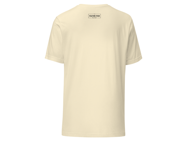 Back of Beige T-Shirt with Fulton Fish Market