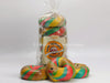 Rainbow Bagels in Front of Bagels in Package